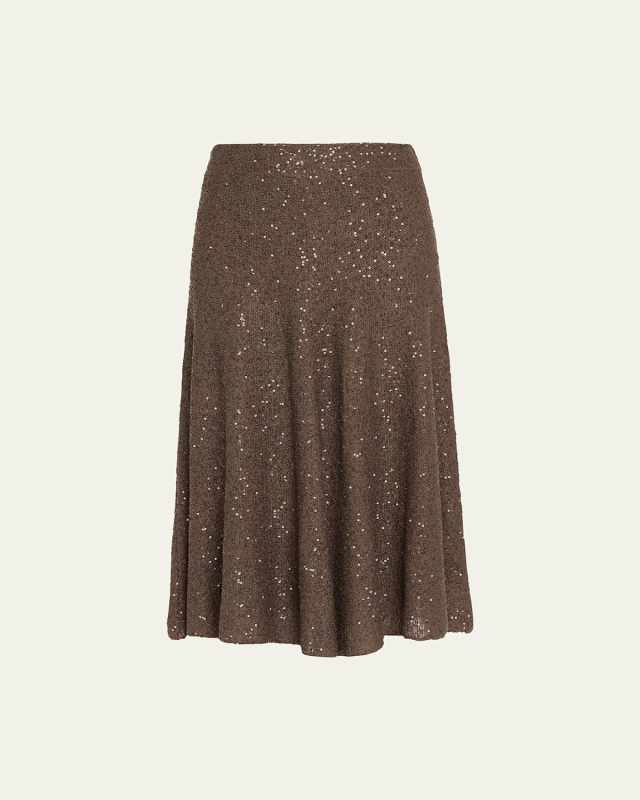 Sequined Cashmere Midi Skirt